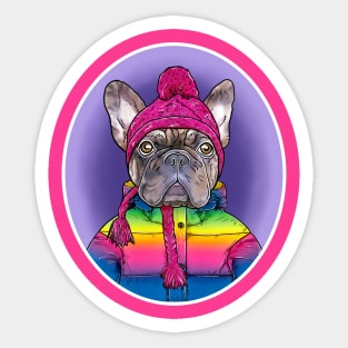 Frenchie in Winter Sticker